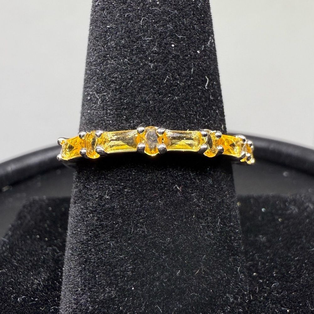 Bomb Party lab created honey topaz ring rhodium plated RBP 4786